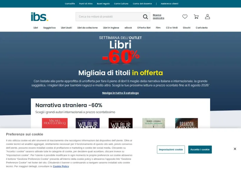 Schermata della pagina offerta di IBS