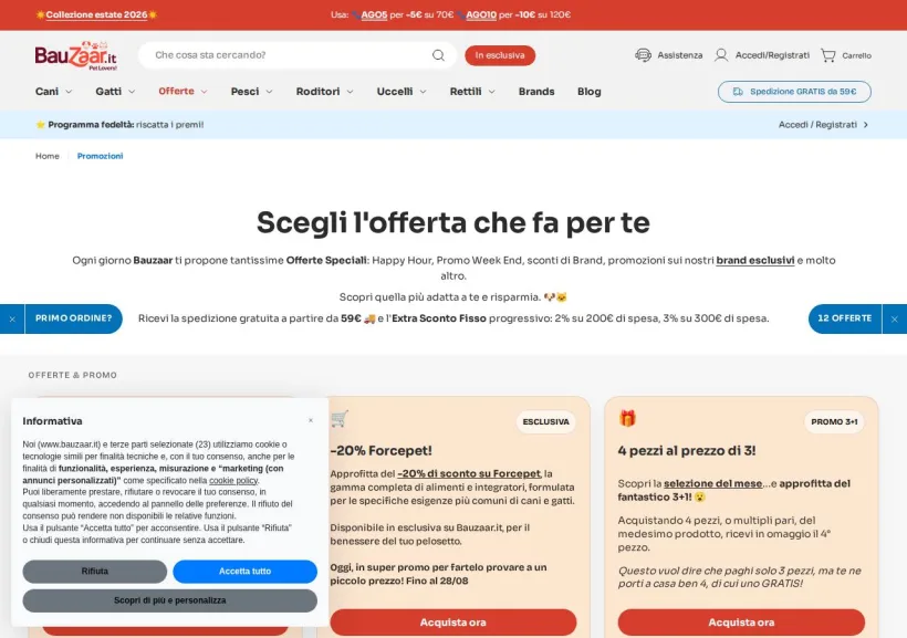 Schermata della pagina offerta di Bauzaar