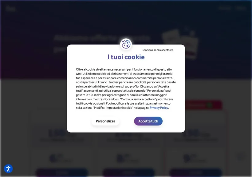 Schermata della pagina offerta di Ho.Mobile