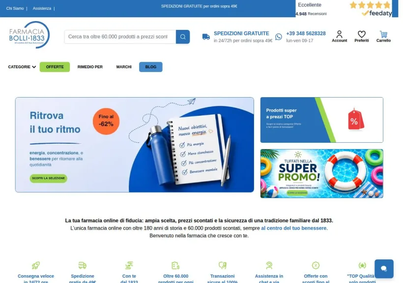 Schermata della pagina offerta di Farmacia Bolli