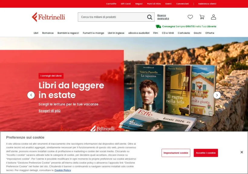 Schermata della pagina offerta di La Feltrinelli