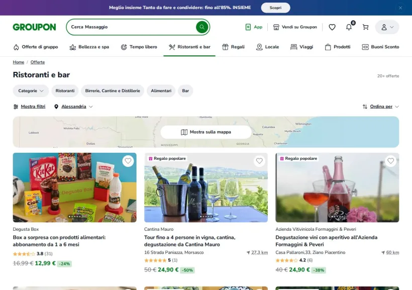Schermata della pagina offerta di Groupon