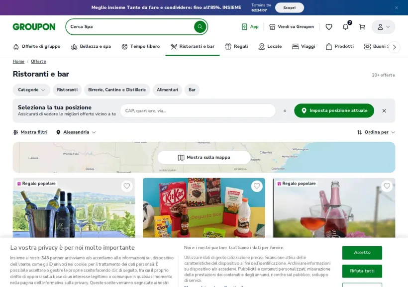 Schermata della pagina offerta di Groupon