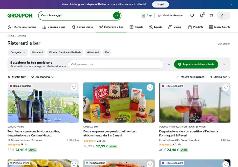 Schermata della pagina offerta di Groupon