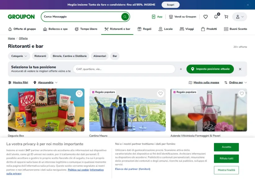 Schermata della pagina offerta di Groupon