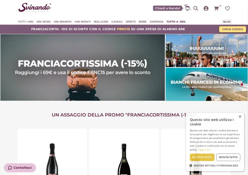 Schermata della pagina offerta di Svinando