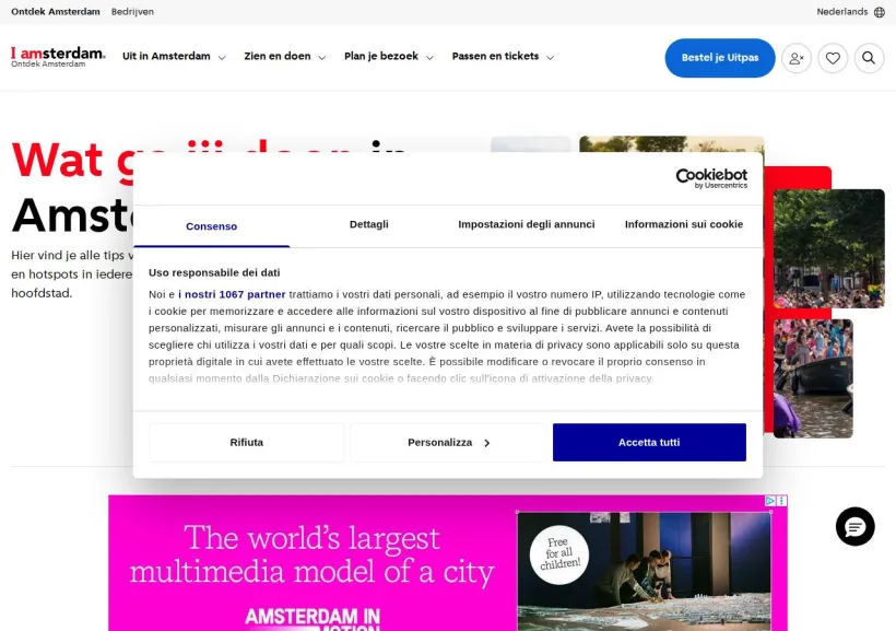 Schermata della pagina offerta di Iamsterdam