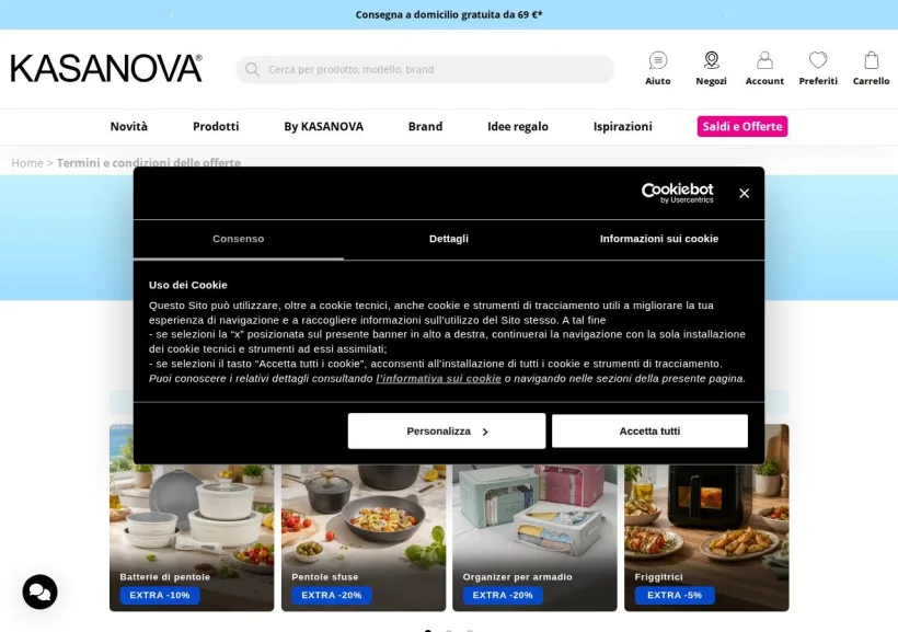 Schermata della pagina offerta di Kasanova