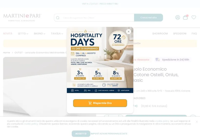 Schermata della pagina offerta di Martini e Pari