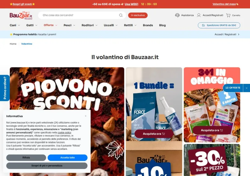 Schermata della pagina offerta di Bauzaar