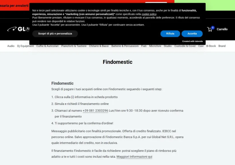 Schermata della pagina offerta di GLOBAL NET