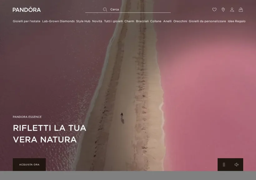 Schermata della pagina offerta di Pandora