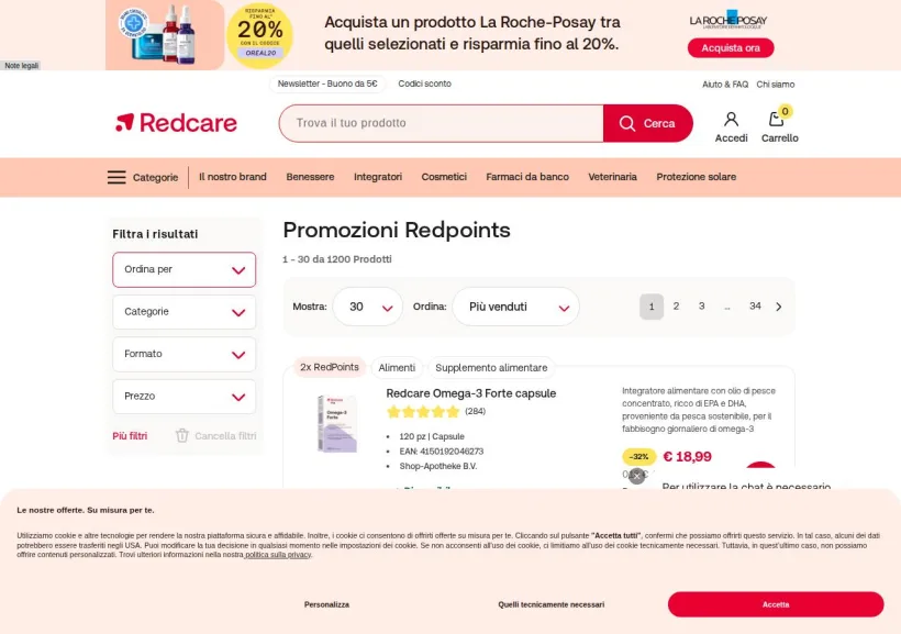 Schermata della pagina offerta di Shop Farmacia