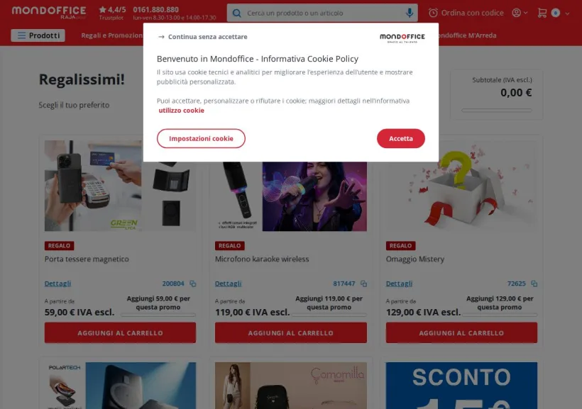 Schermata della pagina offerta di Mondoffice