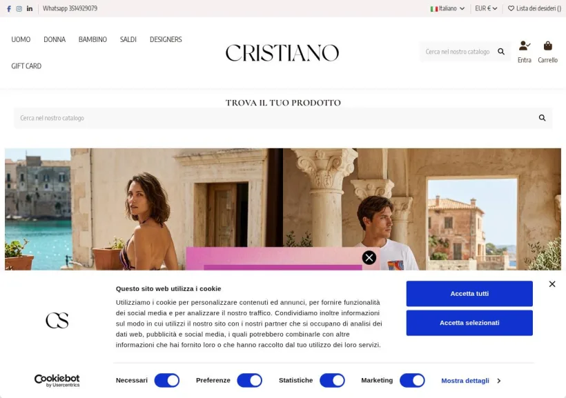Schermata della pagina offerta di Cristiano Calzature