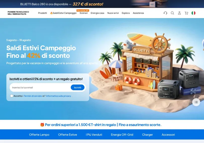 Schermata della pagina offerta di Bluetti