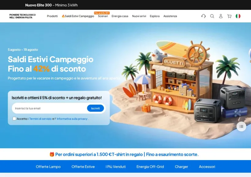 Schermata della pagina offerta di Bluetti