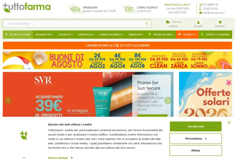 Schermata della pagina offerta di Tuttofarma
