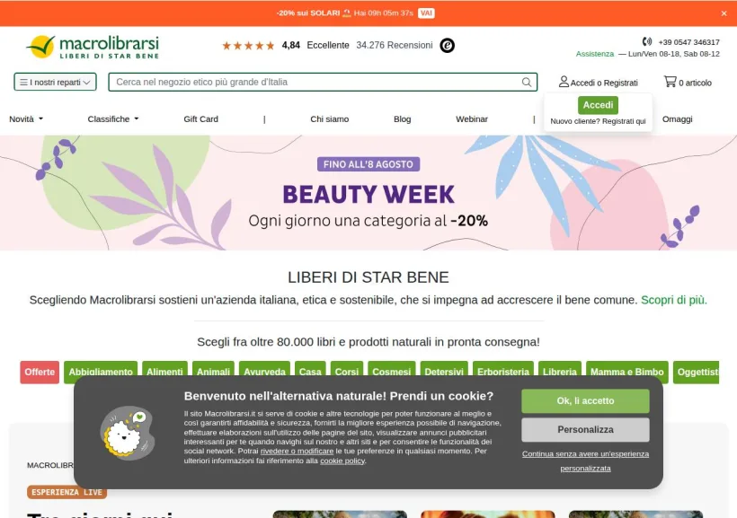 Schermata della pagina offerta di Macrolibrarsi