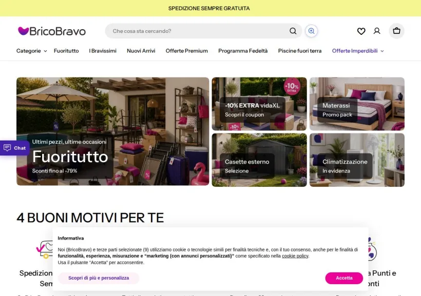 Schermata della pagina offerta di BricoBravo