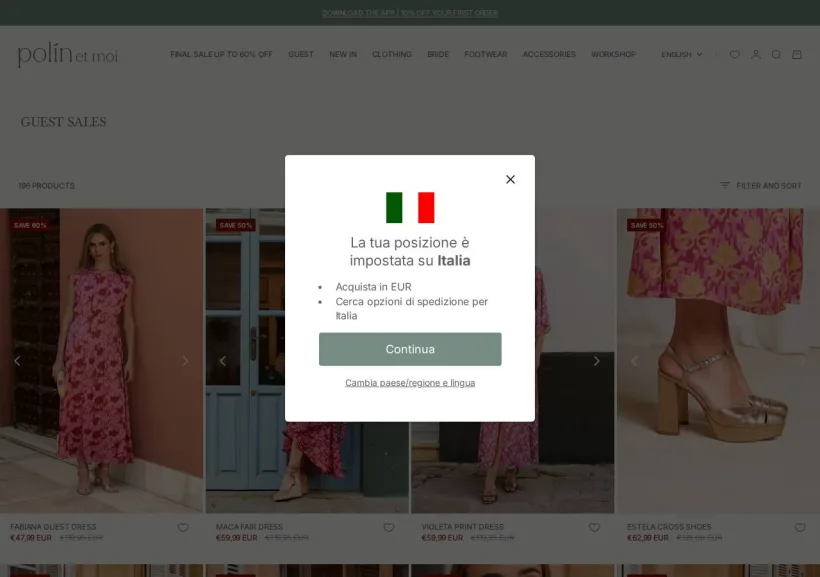 Schermata della pagina offerta di Polin et Moi