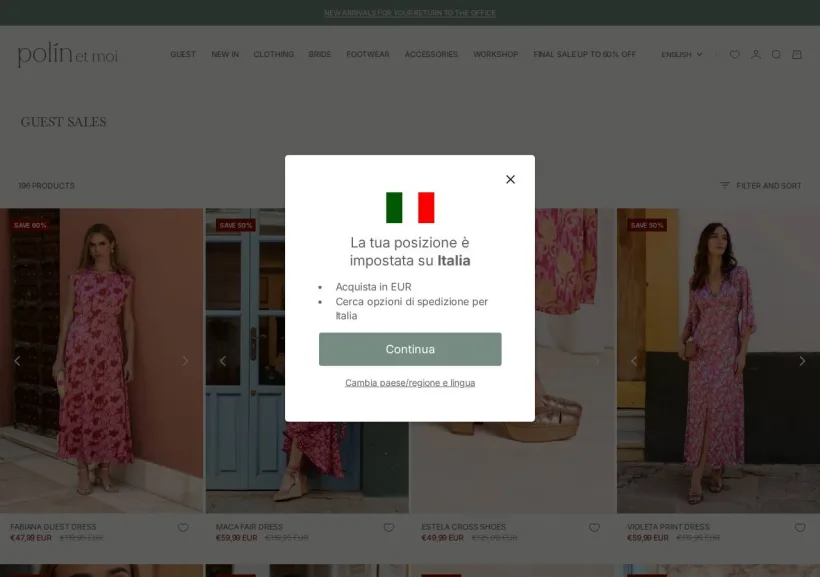 Schermata della pagina offerta di Polin et Moi