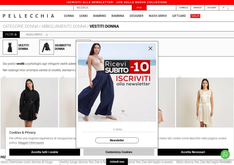 Schermata della pagina offerta di Pellecchia