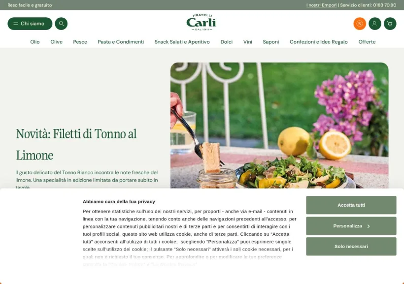 Schermata della pagina offerta di Fratelli Carli