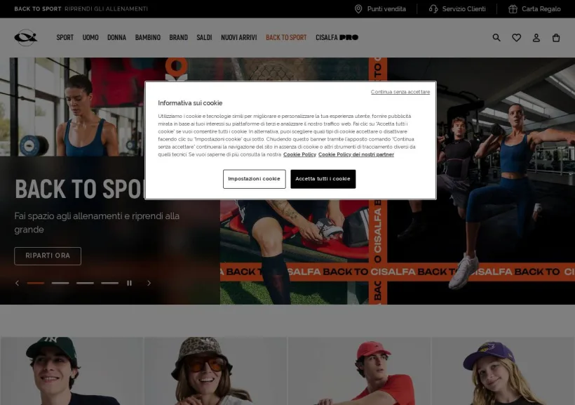 Schermata della pagina offerta di Cisalfa