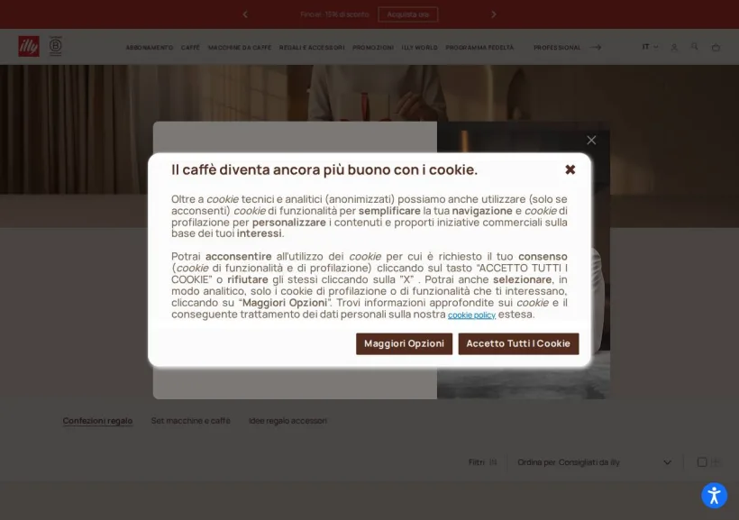 Schermata della pagina offerta di Illy