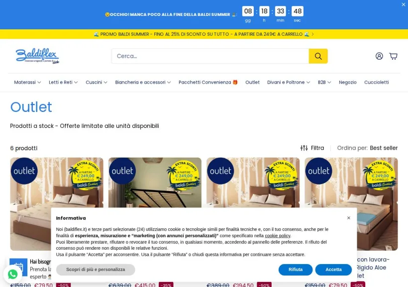 Schermata della pagina offerta di Baldiflex