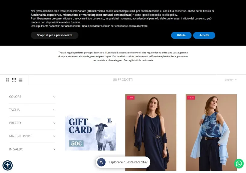 Schermata della pagina offerta di Il Lanificio