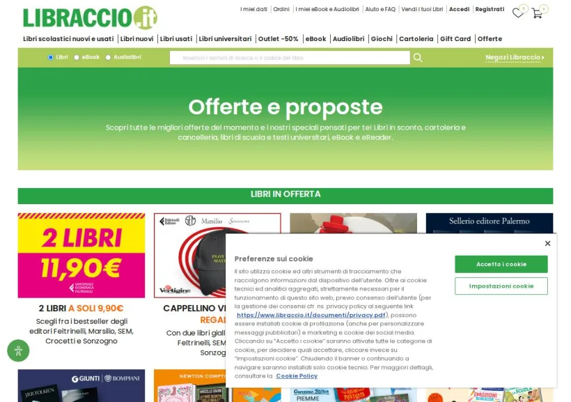Schermata della pagina offerta di Libraccio