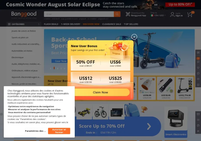 Schermata della pagina offerta di Banggood
