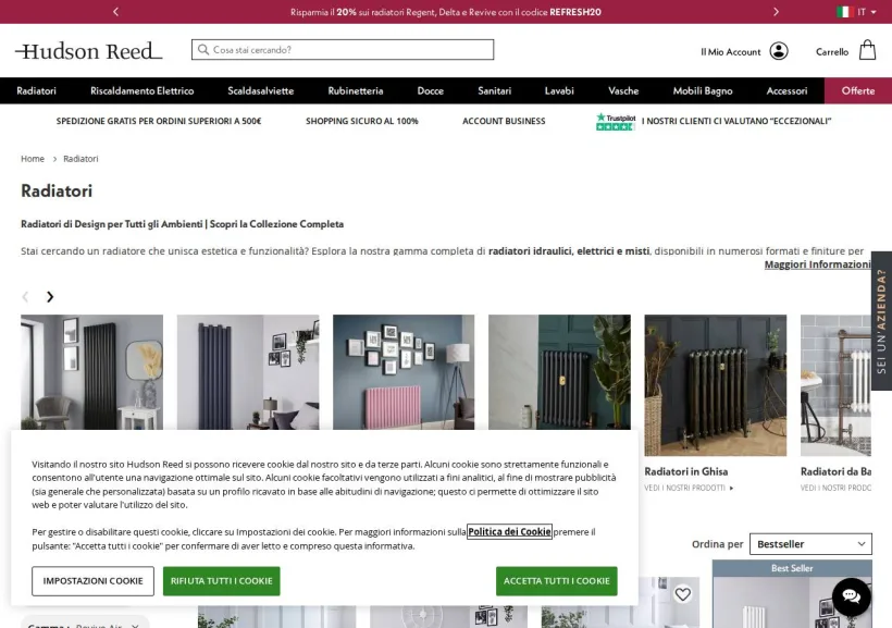 Schermata della pagina offerta di Hudson Reed