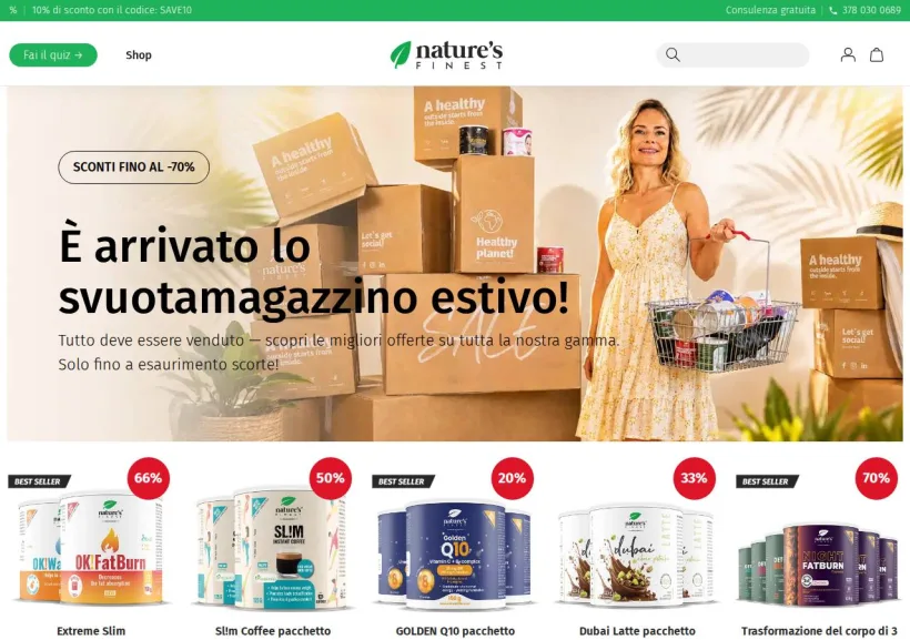 Schermata della pagina offerta di Nature's Finest