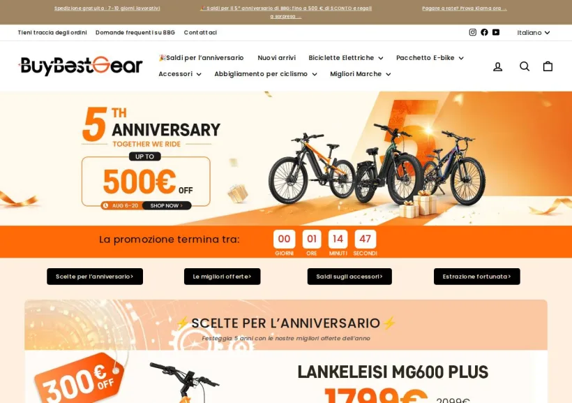 Schermata della pagina offerta di Buybestgear