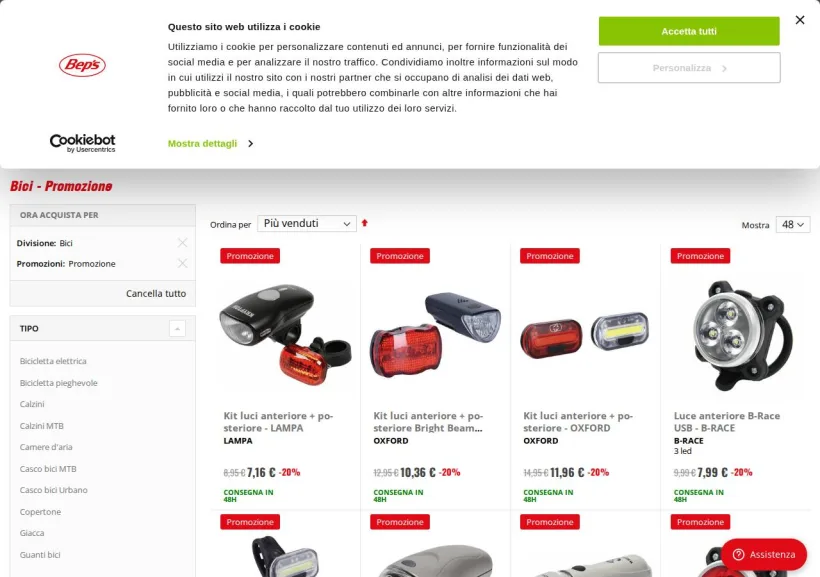 Schermata della pagina offerta di Bep's