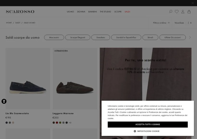 Schermata della pagina offerta di Scarosso