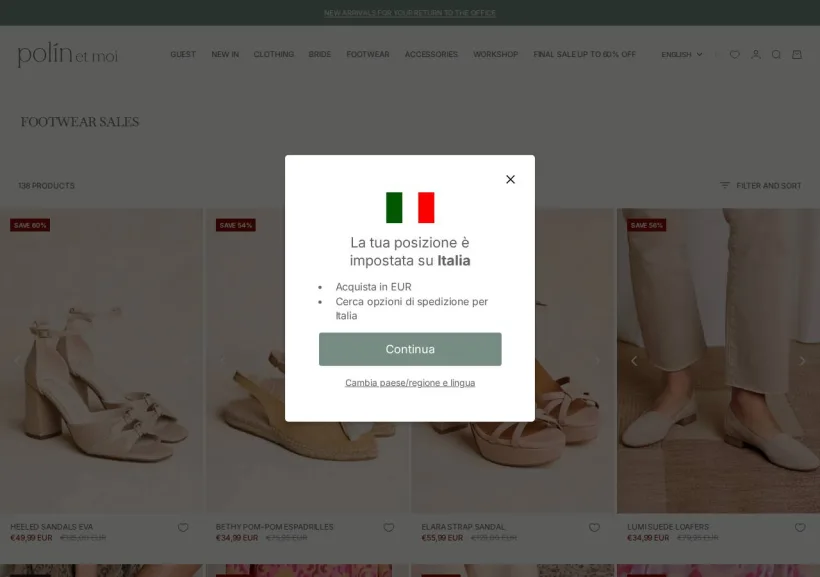 Schermata della pagina offerta di Polin et Moi