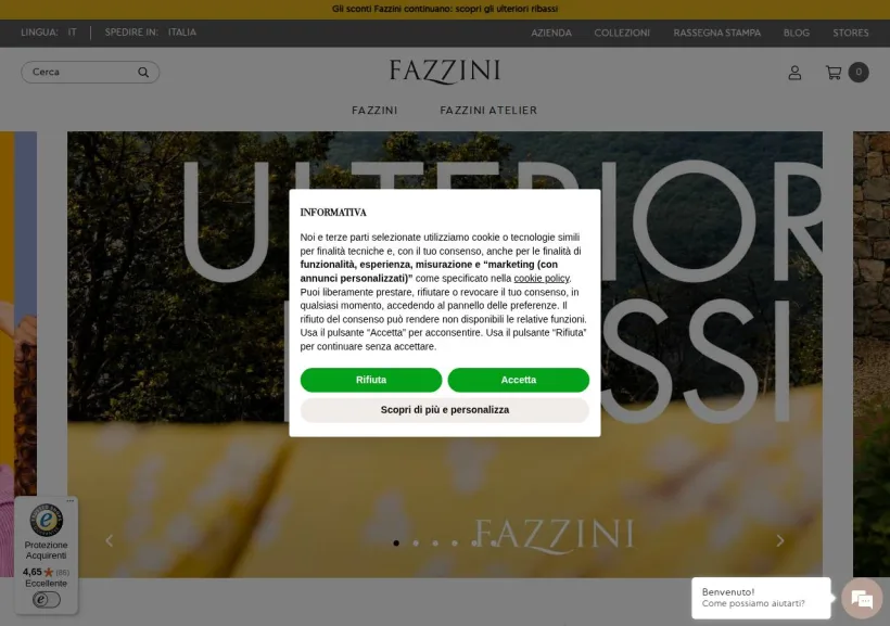 Schermata della pagina offerta di Fazzini Home
