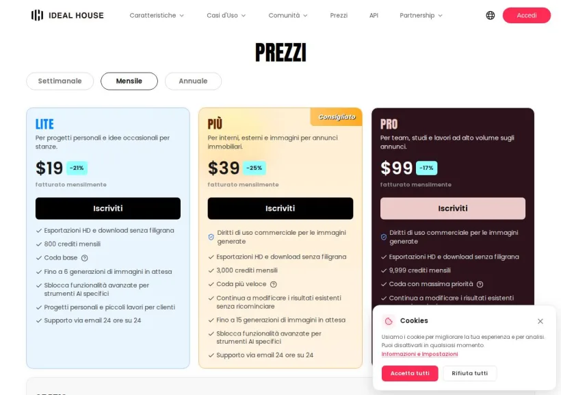 Schermata della pagina offerta di Ideal House