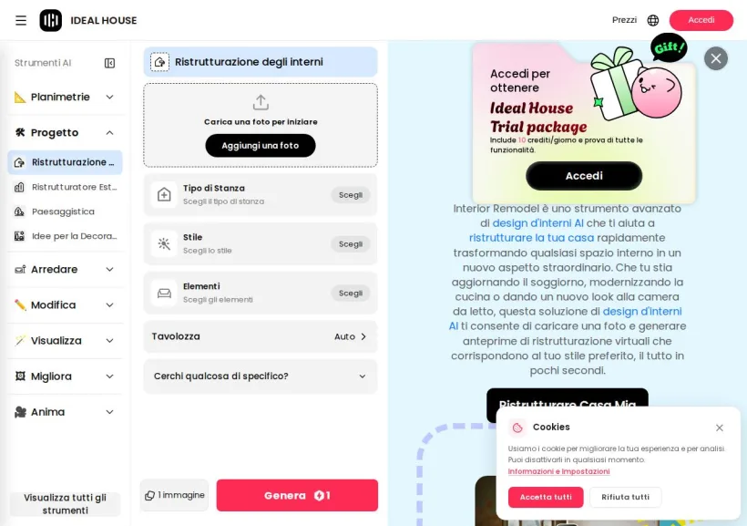 Schermata della pagina offerta di Ideal House