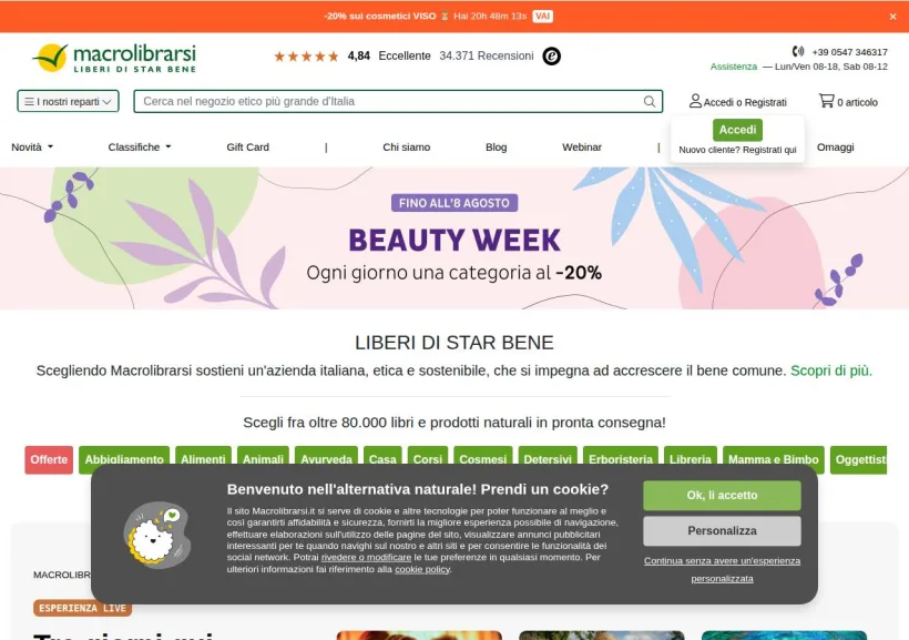 Schermata della pagina offerta di Macrolibrarsi