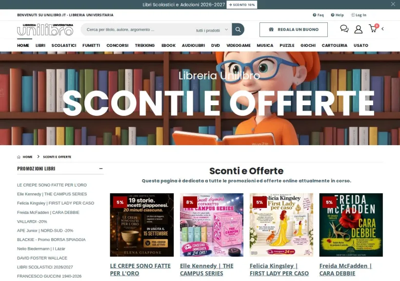 Schermata della pagina offerta di Unilibro