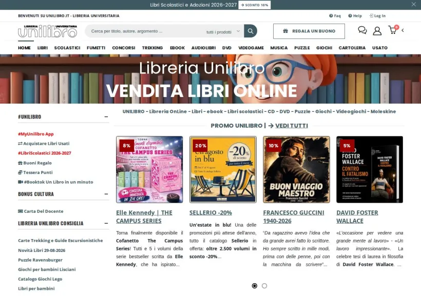 Schermata della pagina offerta di Unilibro