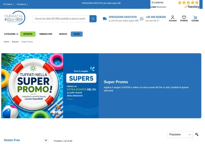 Schermata della pagina offerta di Farmacia Bolli