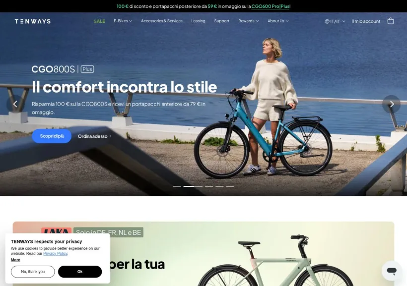 Schermata della pagina offerta di Tenways