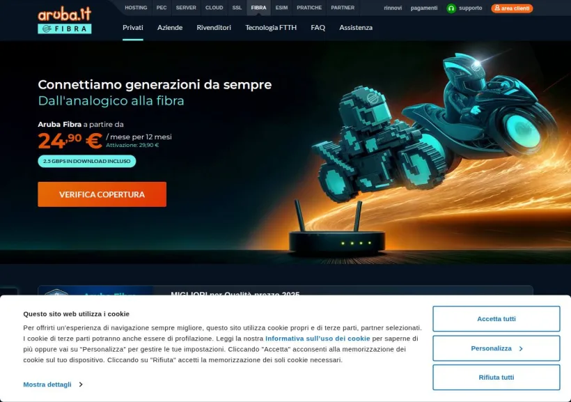 Schermata della pagina offerta di Aruba