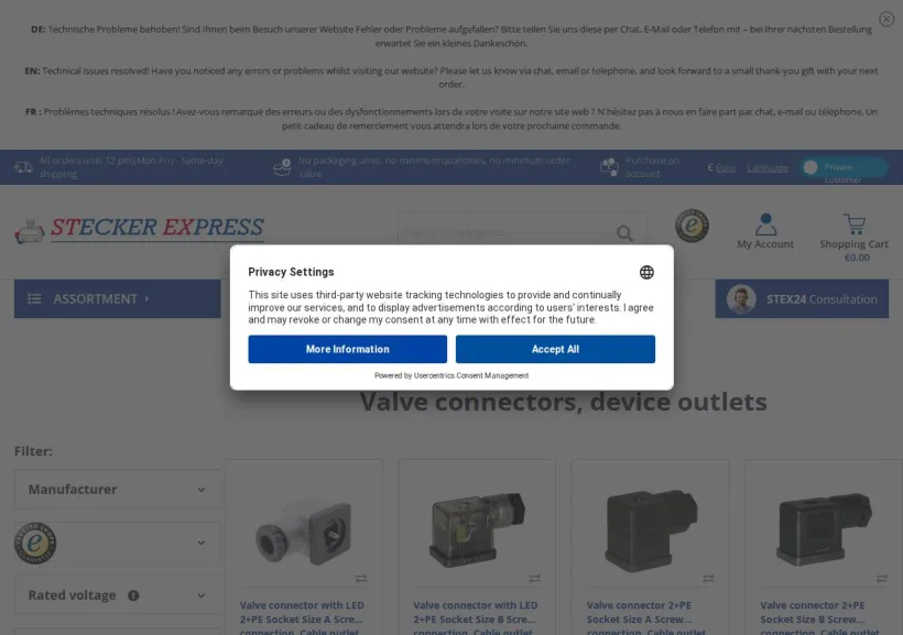Schermata della pagina offerta di Stecker Express